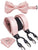 Blush Pink Matching Bowtie & Suspenders Set (4pc) - Modern Mister-Men's Suspenders & Bowtie Set (4pc)-Cufflinks-Light Pink-Men's Bowtie