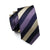 Dark Purple, Light Purple, Silver & Cream White Striped Tie Complete Set - Modern Mister