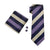 Dark Purple, Light Purple, Silver & Cream White Striped Tie Complete Set - Modern Mister