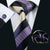 Dark Purple, Light Purple, Silver & Cream White Striped Tie Complete Set - Modern Mister