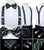 Forest Green with Gold & White Stripes Matching Bowtie & Suspenders Set (4pc) - Modern Mister-Men's Suspenders & Bowtie Set (4pc)-Cufflinks-Forest Green-Gold