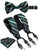 Forest Green with Gold & White Stripes Matching Bowtie & Suspenders Set (4pc) - Modern Mister-Men's Suspenders & Bowtie Set (4pc)-Cufflinks-Forest Green-Gold