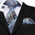 Gold & Navy Blue Paisley with Crosshatch Stripes Tie Complete Set - Modern Mister