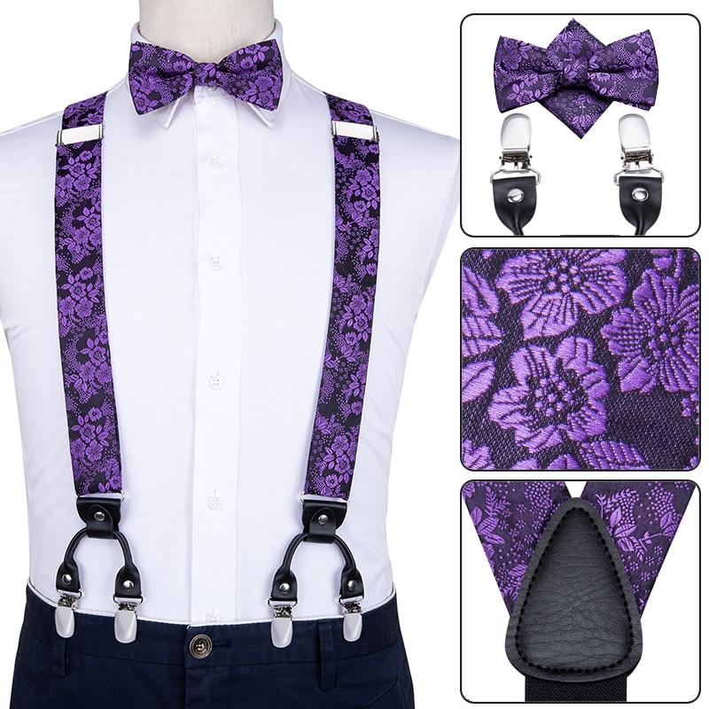 Black u0026 Purple Floral Matching Bowtie u0026 Suspenders Set (4pc) - Modern Mister