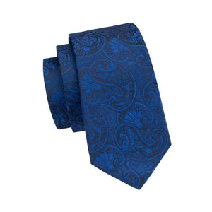 Black and Sapphire blue Paisley Silk Men's Tie Complete Set - Modern Mister