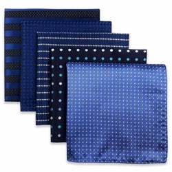 Blue, Black & White Coordinating Pocket Square Set (5pc) - Modern Mister