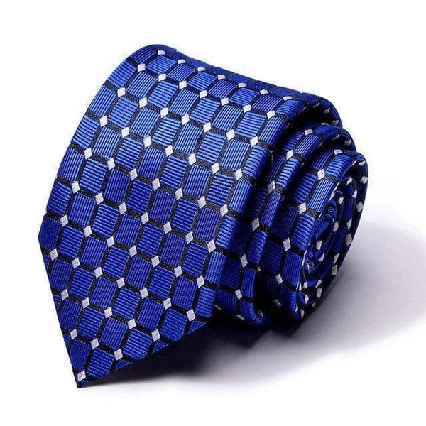 Blue Crosshatch & White Pin Dot Skinny Tie - Modern Mister