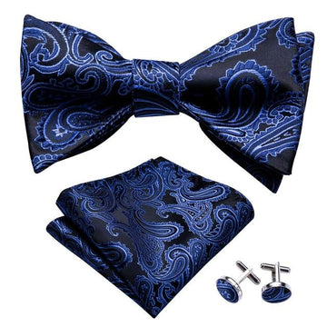 Blue Paisley Matching Bowtie Set (3pc) - Modern Mister
