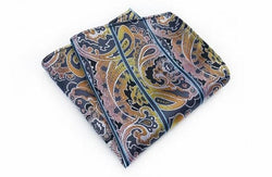 Blue, Pink & Lime Green Paisley Pocket Square - Modern Mister