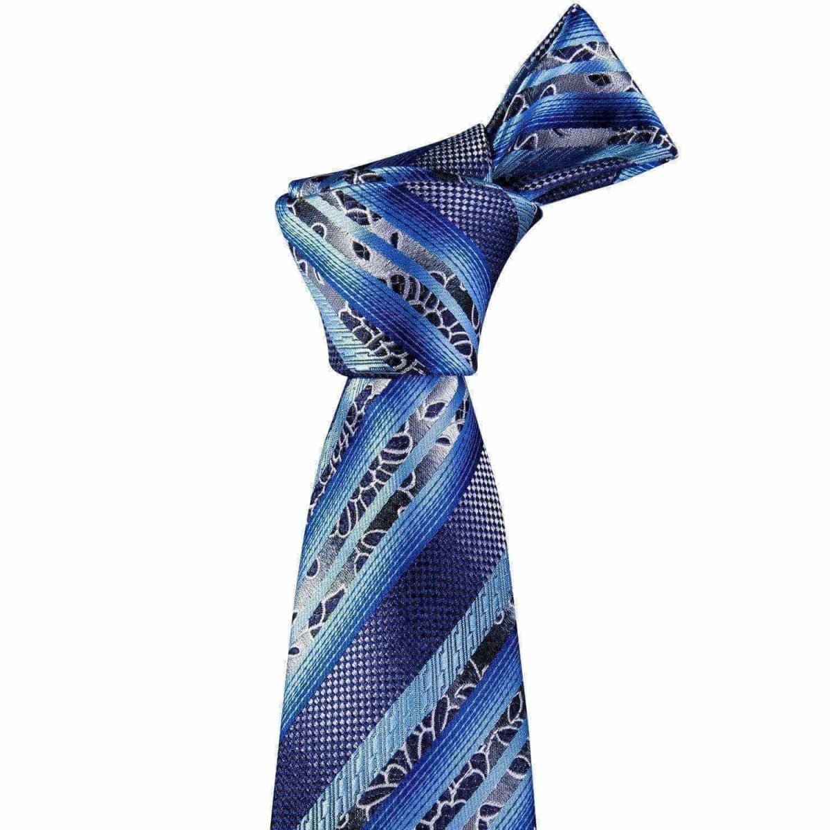Blue Striped Floral Matching Tie Set (3pc) - Modern Mister