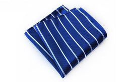 Blue With Blue & White Stripes Pocket Square - Modern Mister