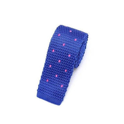 Blue with Pink Dots Knit Skinny Tie - Modern Mister-Men's Skinny Tie-Blue-Dotted-Knit