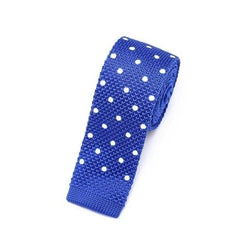 Blue with White Dots Knit Skinny Tie - Modern Mister-Men's Skinny Tie-Blue-Dotted-Knit