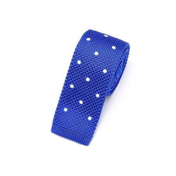 Blue with White Dots Knit Skinny Tie - Modern Mister-Men's Skinny Tie-Blue-Dotted-Knit