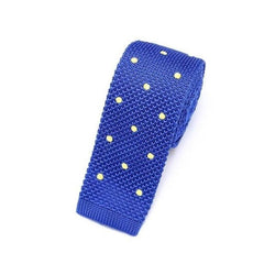 Blue with Yellow Dots Knit Skinny Tie - Modern Mister-Men's Skinny Tie-Blue-Dotted-Knit