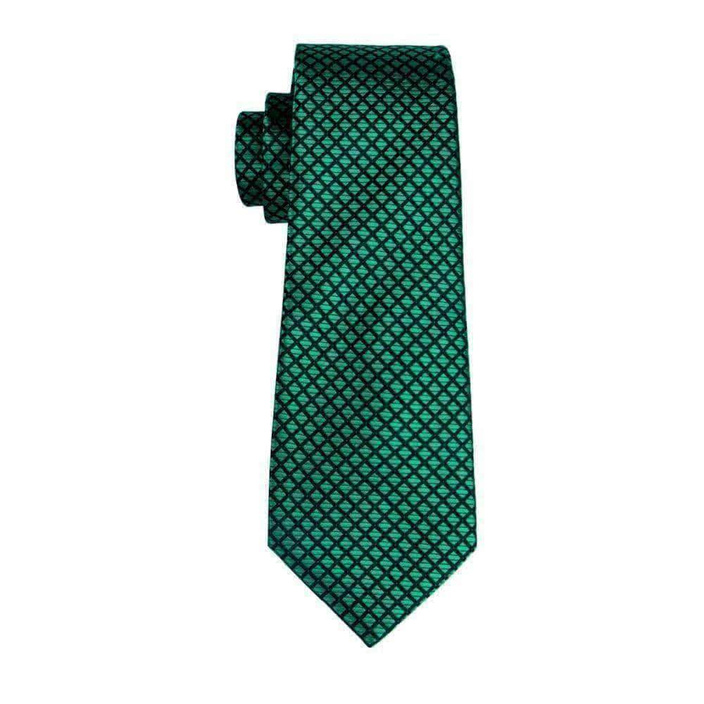 Emerald Green Crosshatch Matching Tie Set (3pc) - Modern Mister