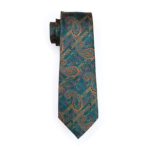 Forest Green with Purple Stripes & Gold Paisley Tie - Modern Mister