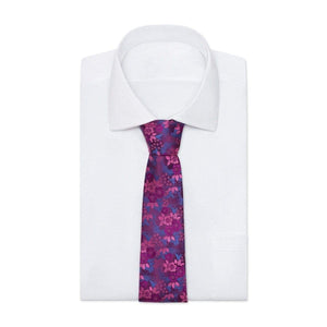 Fuchsia & Navy Blue Floral Tie & Pocket Square Set - Modern Mister