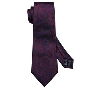 Maroon & Navy Blue Paisley Matching Tie Set (3pc) - Modern Mister