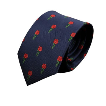 Navy Blue with Red Roses Novelty Skinny Tie - Modern Mister-Men's Skinny Tie-Blue-Floral-Flowers