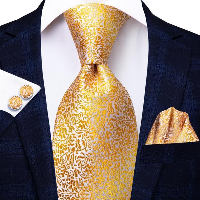 Orange Gold Floral Matching Tie Set (3pc) - Modern Mister