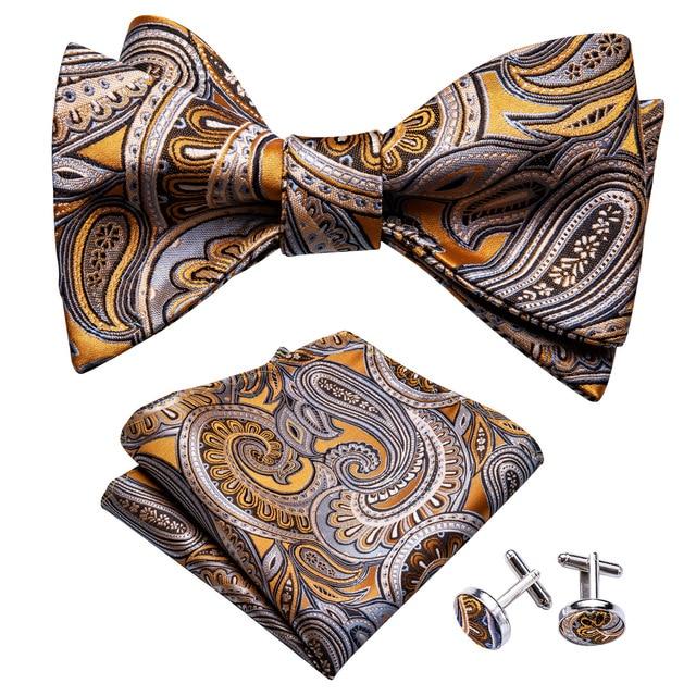 Orange &amp; Gray Paisley Matching Bowtie Set (3pc) - Modern Mister