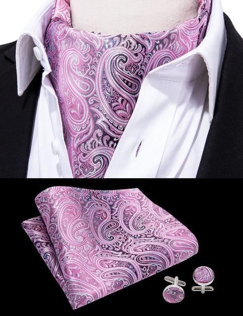 Pink & Black Paisley Matching Silk Ascot Set (3pc) - Modern Mister