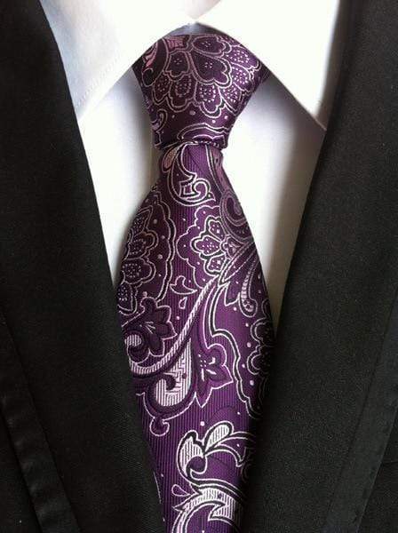 Purple & Silver Paisley Tie - Modern Mister