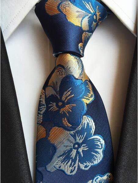 Sapphire Blue & Orange Large Floral Print Tie