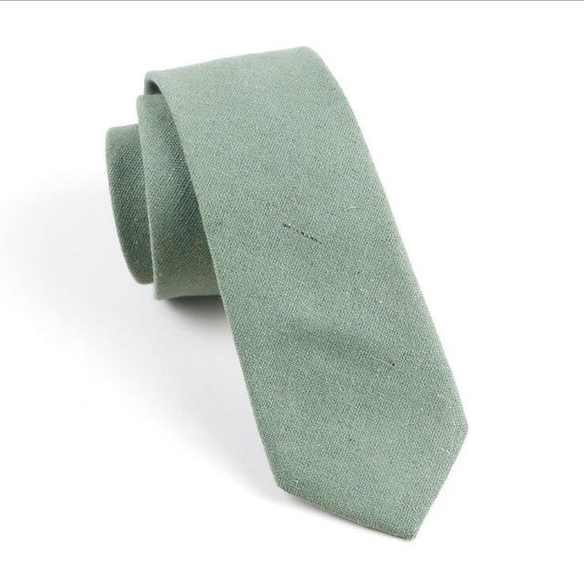 Solid Sage Green Cotton Skinny Tie - Modern Mister