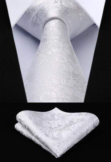 White Floral Matching Tie Set (2pc) - Modern Mister